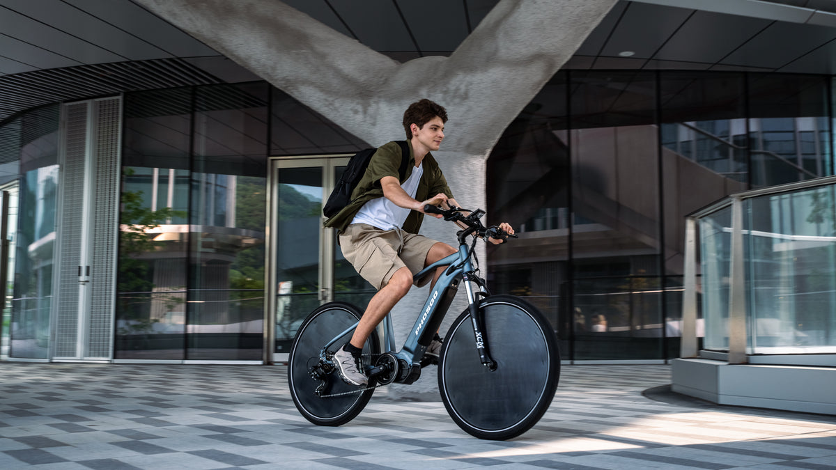 Electric bike riding outdoors